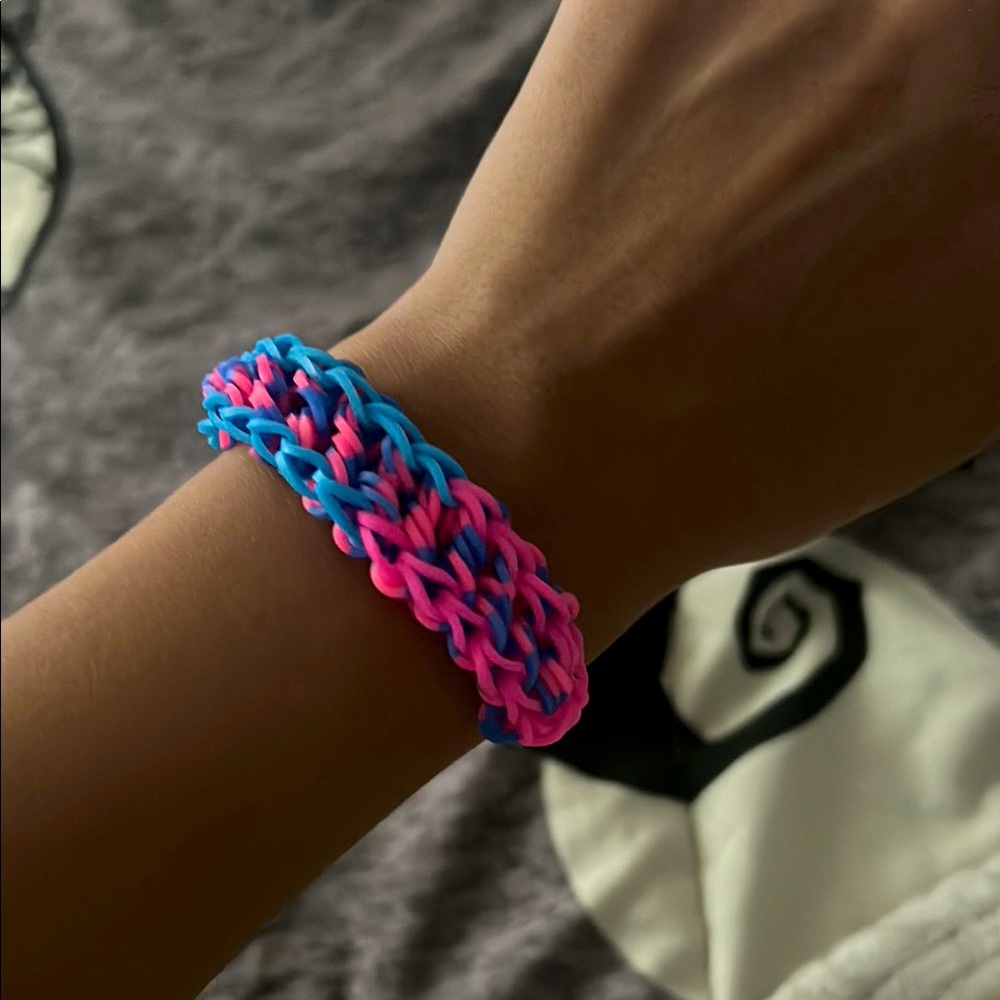 Pink and Blue Woven Bracelet